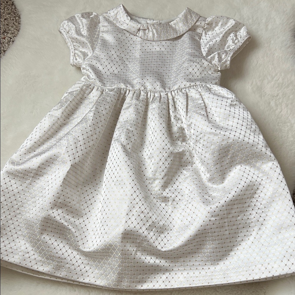 Gymboree White and Gold Formal Kids Dress